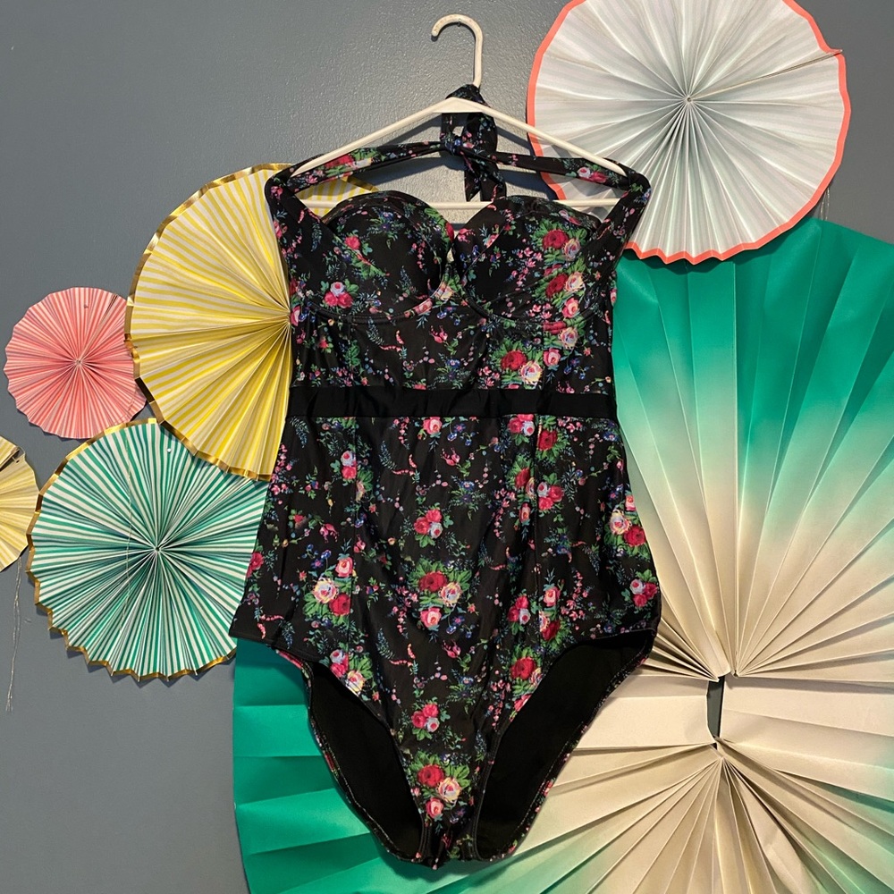 floral halter bathing suit